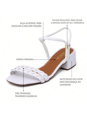 Sandália Salto Bloco Médio Baixo 4,5 Cm Confortável Para Dia A Dia Versátil Lançamento