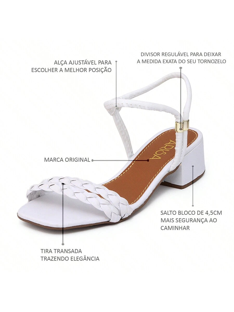 Sandália Salto Bloco Médio Baixo 4,5 Cm Confortável Para Dia A Dia Versátil Lançamento
