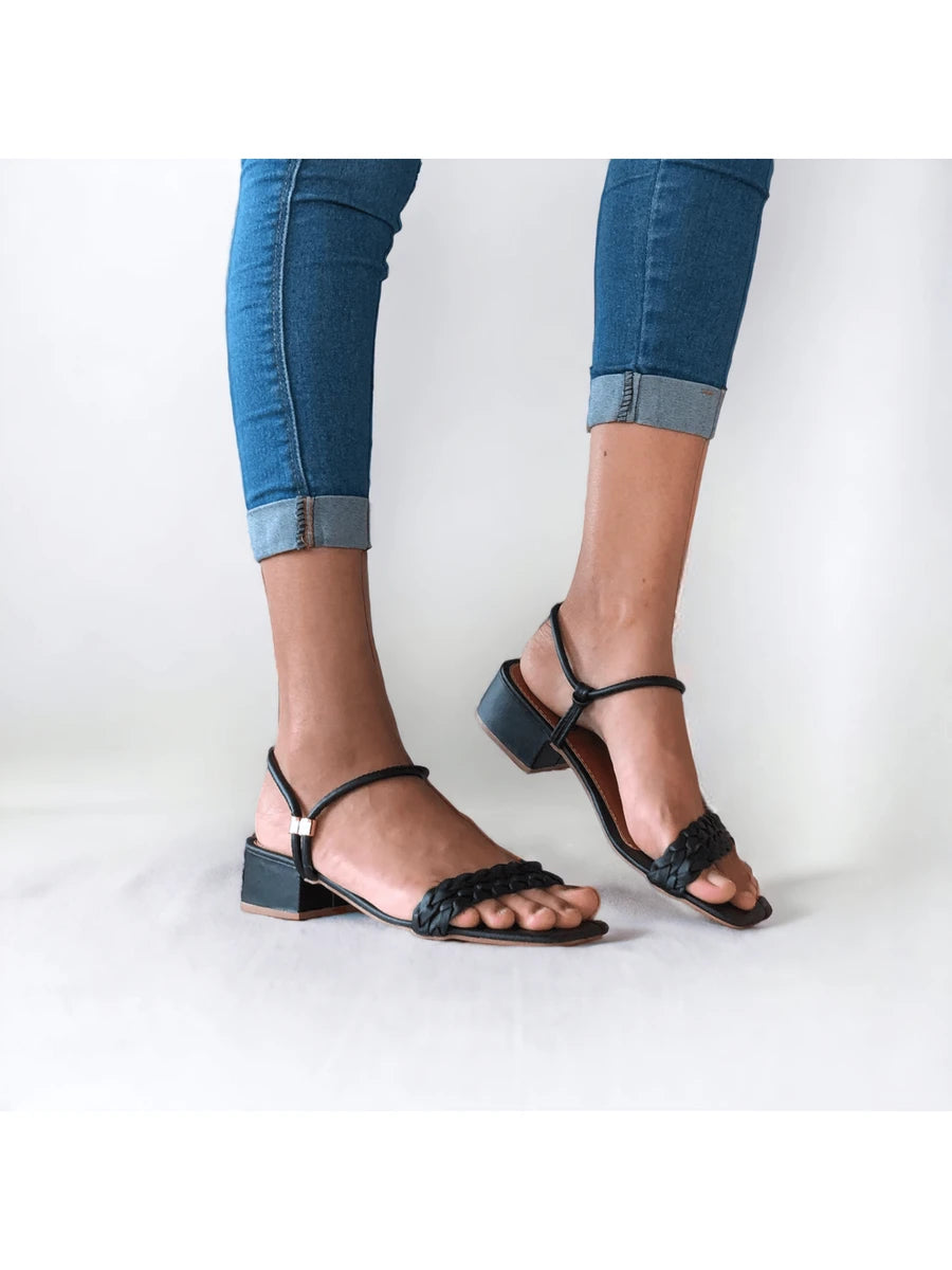 Sandália Salto Bloco Médio Baixo 4,5 Cm Confortável Para Dia A Dia Versátil Lançamento