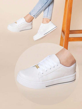 Tênis Casual Feminino Branco Preto Nobuck Confortável Sintético Plataforma Feet Lover Shoes