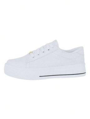Tênis Casual Feminino Branco Preto Nobuck Confortável Sintético Plataforma Feet Lover Shoes