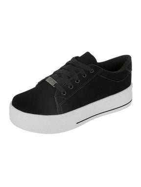 Tênis Casual Feminino Branco Preto Nobuck Confortável Sintético Plataforma Feet Lover Shoes