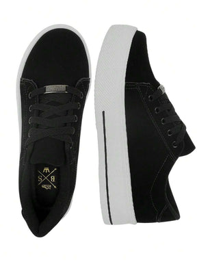 Tênis Casual Feminino Branco Preto Nobuck Confortável Sintético Plataforma Feet Lover Shoes