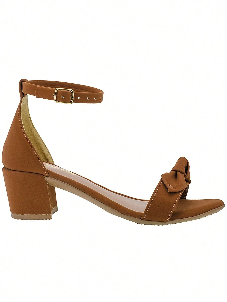 Sandália Shekinah Preto Laço Salto Grosso Médio