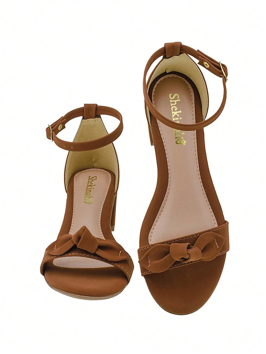 Sandália Shekinah Preto Laço Salto Grosso Médio