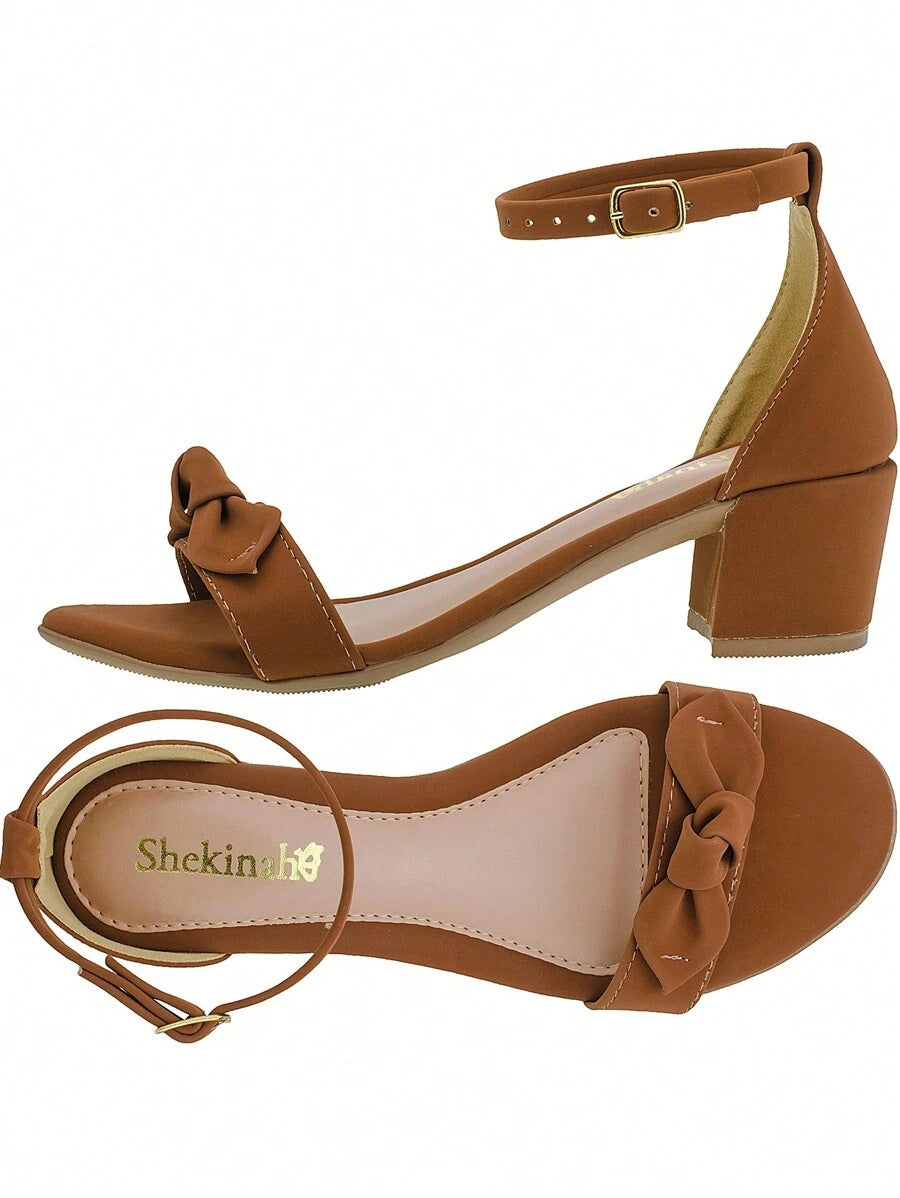 Sandália Shekinah Preto Laço Salto Grosso Médio