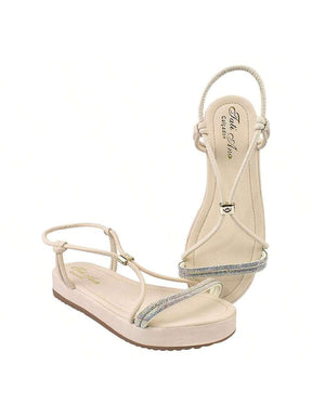 Papete De Brilho Com Regulagem Frontal Casual Confortável, Sandália Confort De Strass