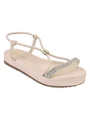 Papete De Brilho Com Regulagem Frontal Casual Confortável, Sandália Confort De Strass