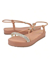 Papete De Brilho Com Regulagem Frontal Casual Confortável, Sandália Confort De Strass