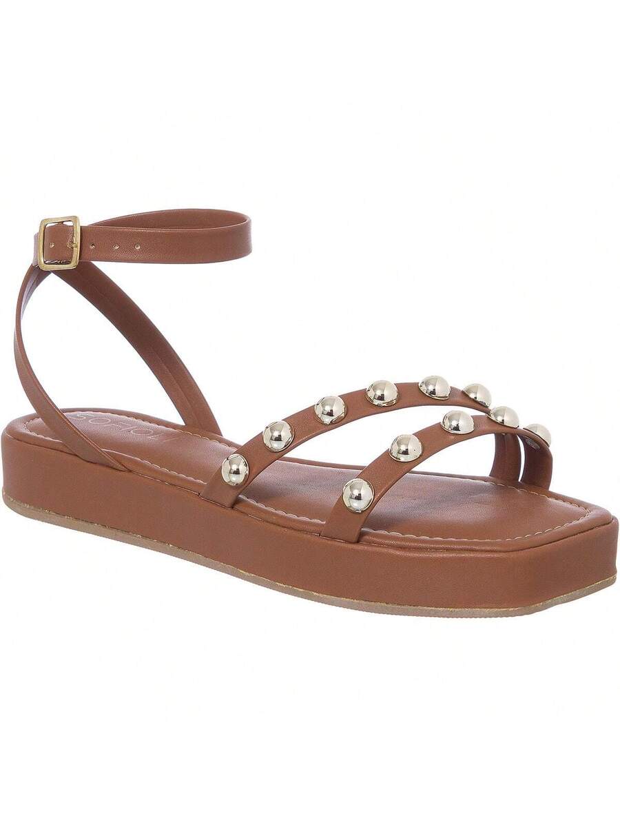 Sandália Feminina Flatform Rasteira Delicada Moda Conforto Macio Leve Brilho Sofiolí