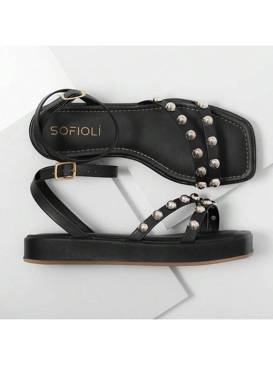 Sandália Feminina Flatform Rasteira Delicada Moda Conforto Macio Leve Brilho Sofiolí