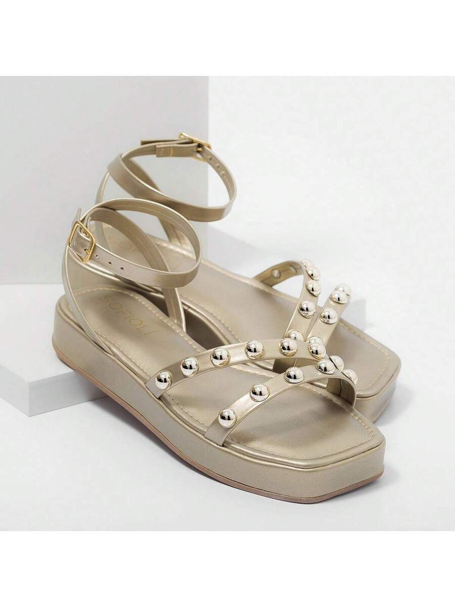 Sandália Feminina Flatform Rasteira Delicada Moda Conforto Macio Leve Brilho Sofiolí