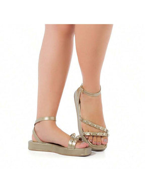 Sandália Feminina Flatform Rasteira Delicada Moda Conforto Macio Leve Brilho Sofiolí