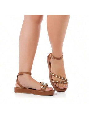 Sandália Feminina Flatform Rasteira Delicada Moda Conforto Macio Leve Brilho Sofiolí