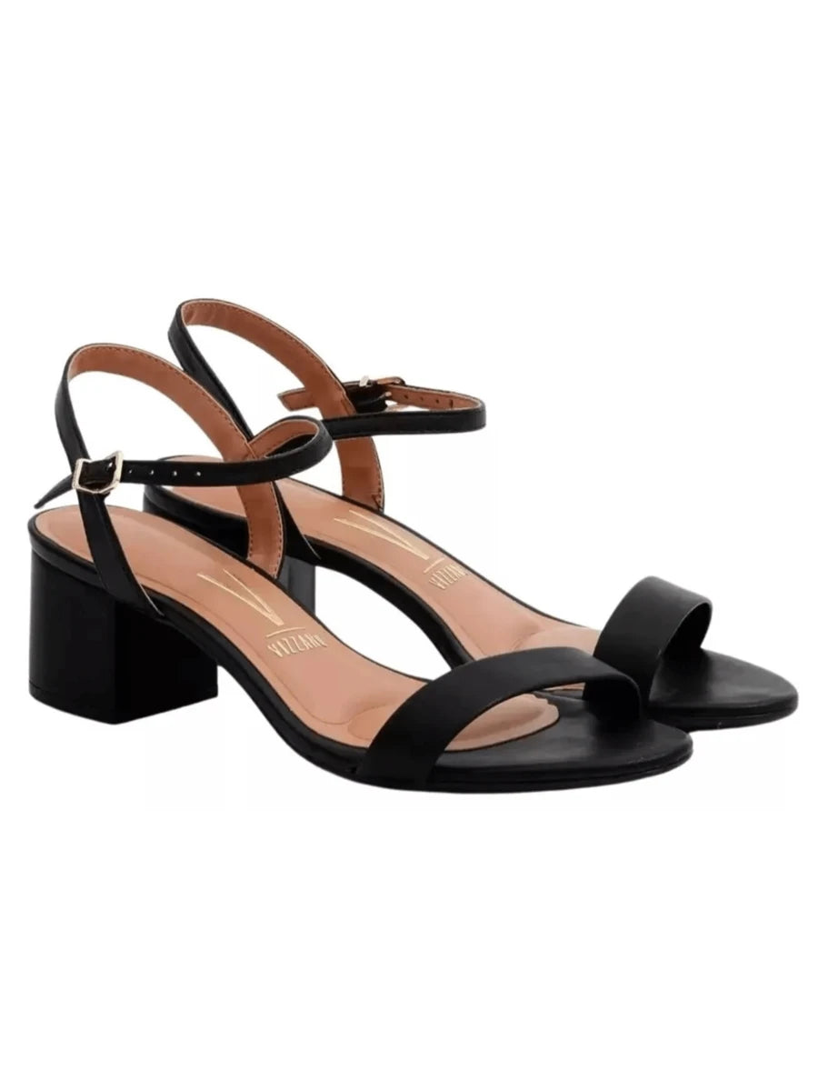Luna Sandália Branco Slingback Salto Quadrado Baixo