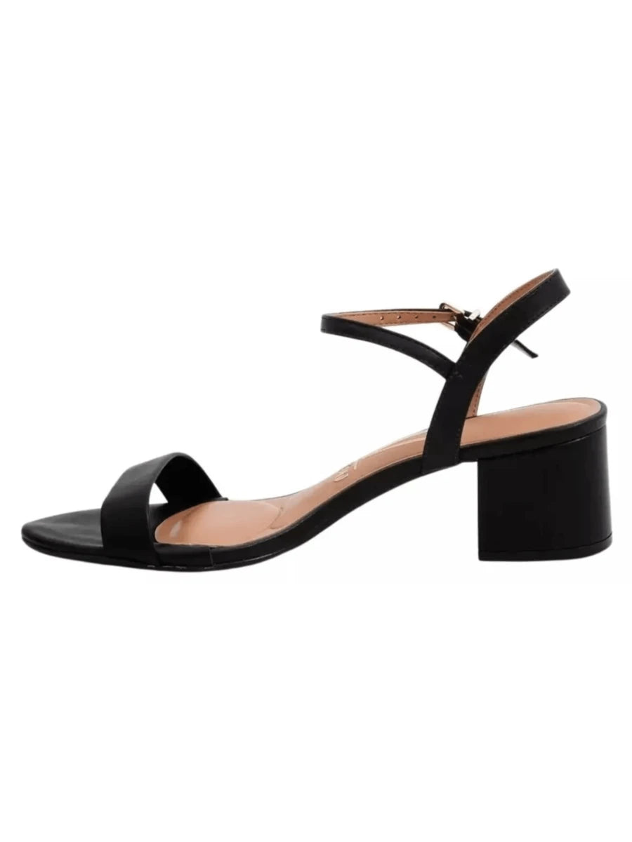 Luna Sandália Branco Slingback Salto Quadrado Baixo