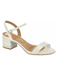 Luna Sandália Branco Slingback Salto Quadrado Baixo