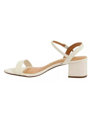 Luna Sandália Branco Slingback Salto Quadrado Baixo