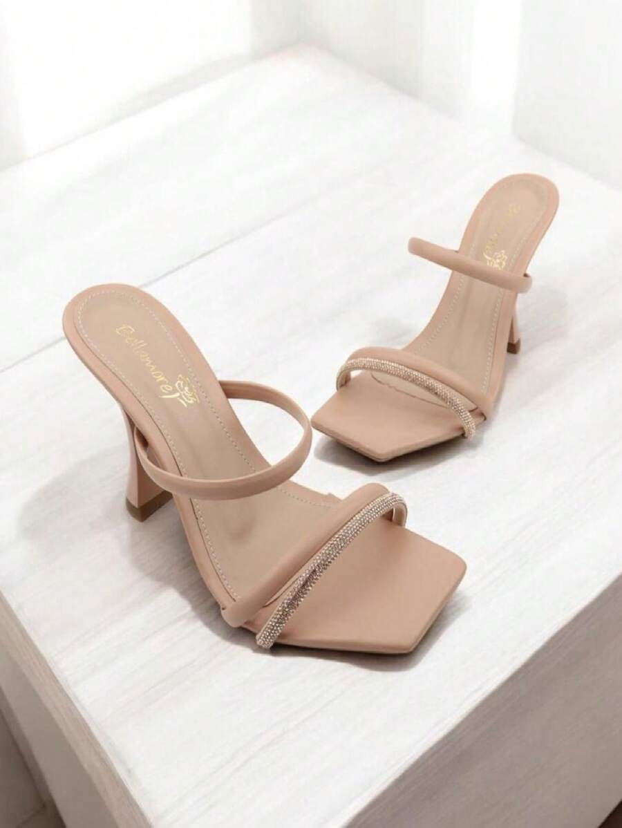 Sandália Feminina Social Bellamore Tamanco Salto Médio Taça 9,5cm Cores Preto,Nude,Offwhite