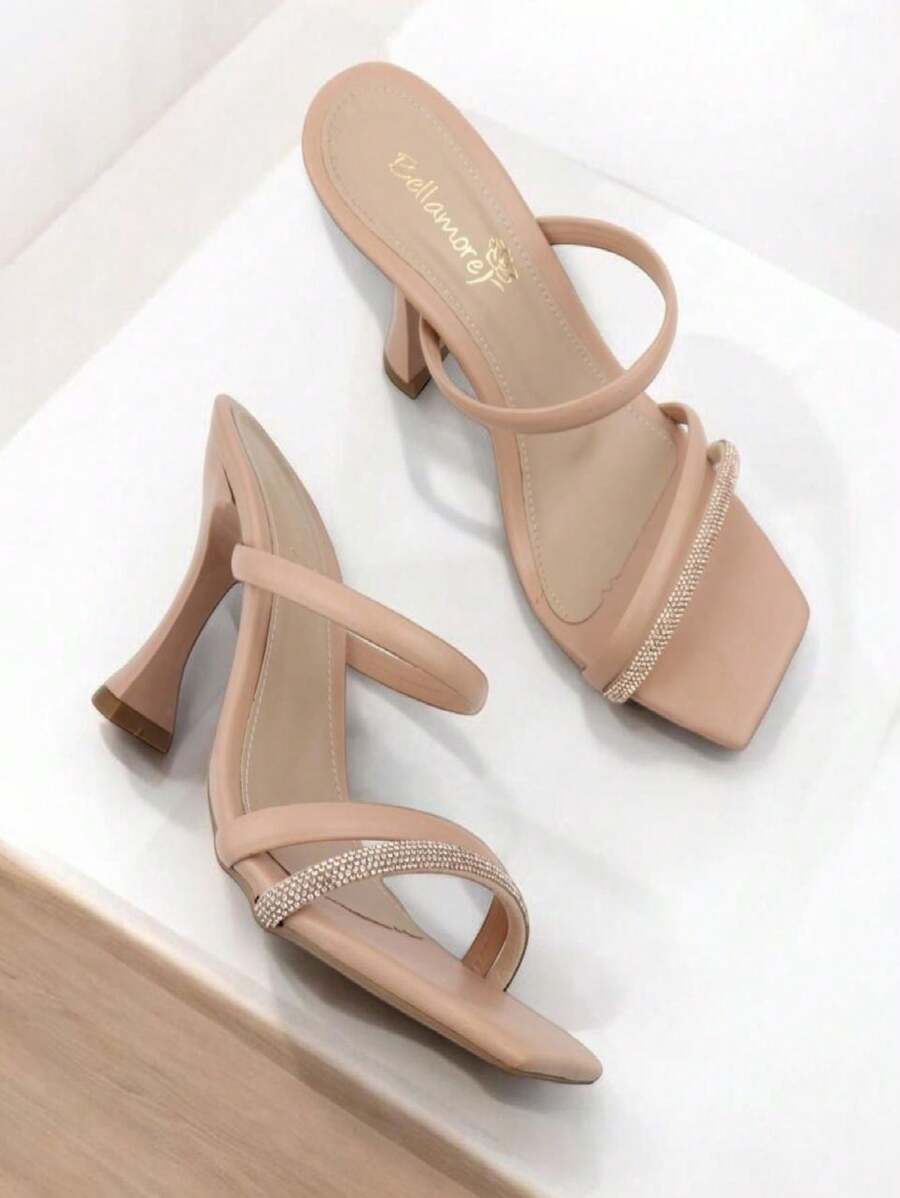 Sandália Feminina Social Bellamore Tamanco Salto Médio Taça 9,5cm Cores Preto,Nude,Offwhite