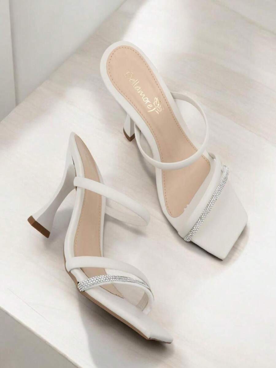 Sandália Feminina Social Bellamore Tamanco Salto Médio Taça 9,5cm Cores Preto,Nude,Offwhite