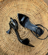 Eva Sandália Preto Salto Taça Bico Folha