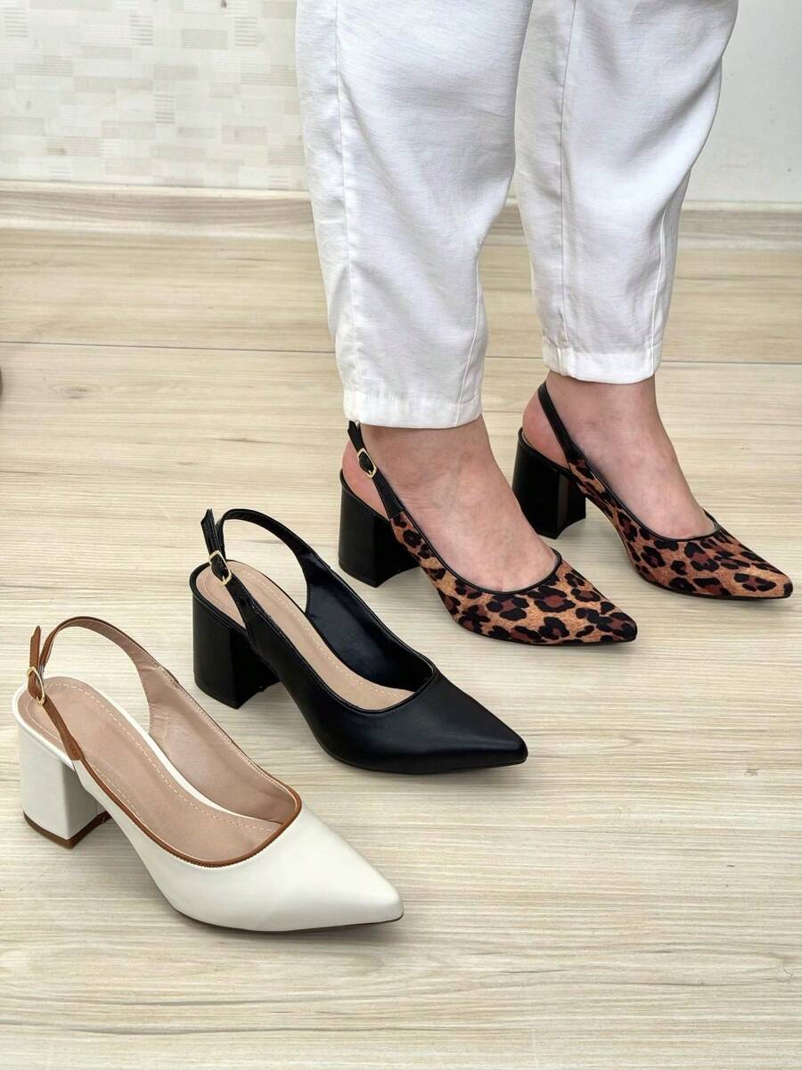 Scarpin Elisa Branco Slingback Salto Alto Elegante