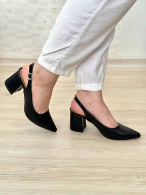 Scarpin Elisa Branco Slingback Salto Alto Elegante