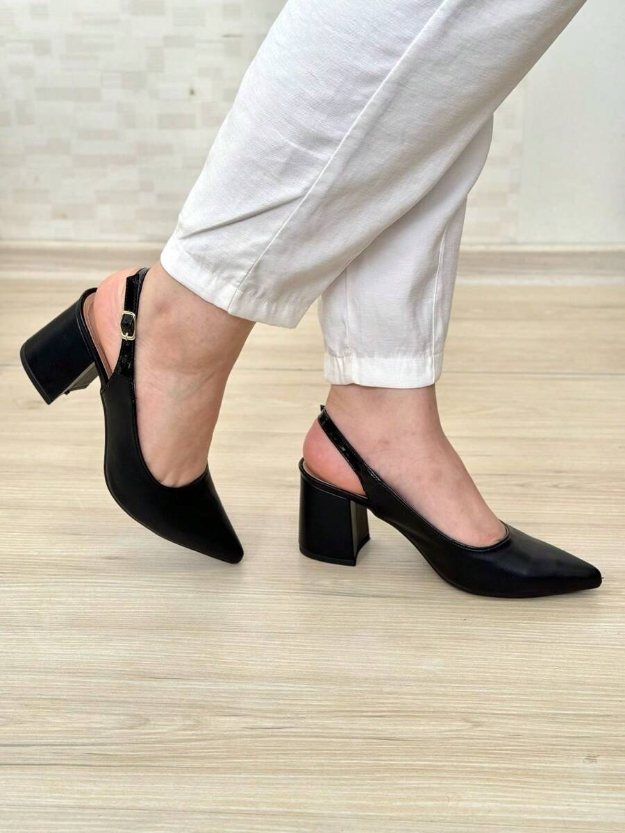 Scarpin Elisa Branco Slingback Salto Alto Elegante