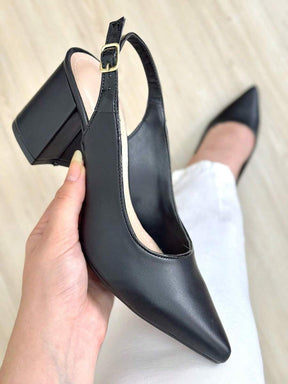 Scarpin Elisa Branco Slingback Salto Alto Elegante