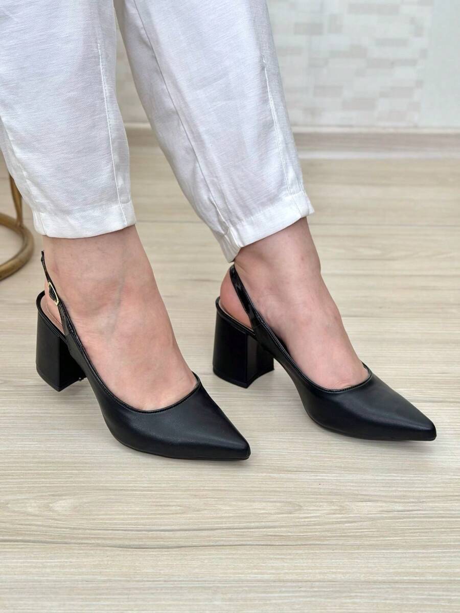 Scarpin Elisa Branco Slingback Salto Alto Elegante