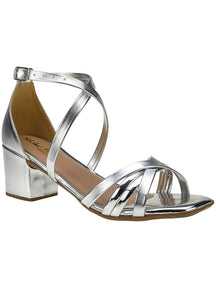 Sandália Kiara Preto Tiras X Salto Grosso Baixo