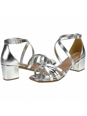 Sandalia Feminina Salto Baixo Grosso Bico Quadrado Tira X