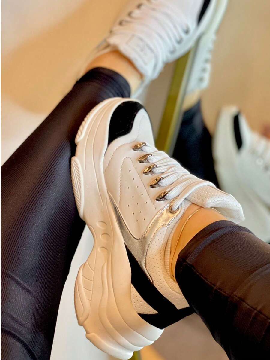 Tênis Feminino Chunky Sneakers Metalizado