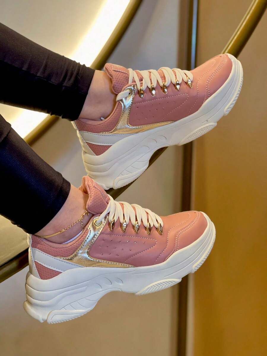 Tênis Feminino Chunky Sneakers Metalizado