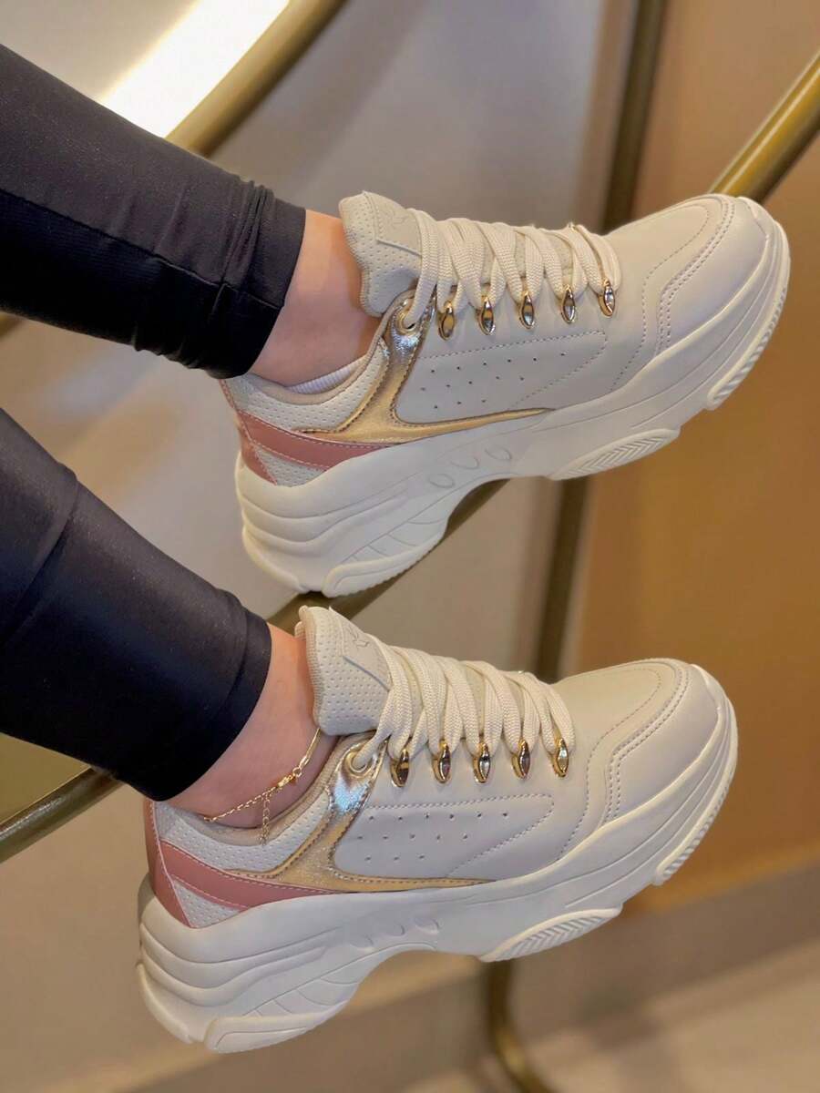 Tênis Feminino Chunky Sneakers Metalizado