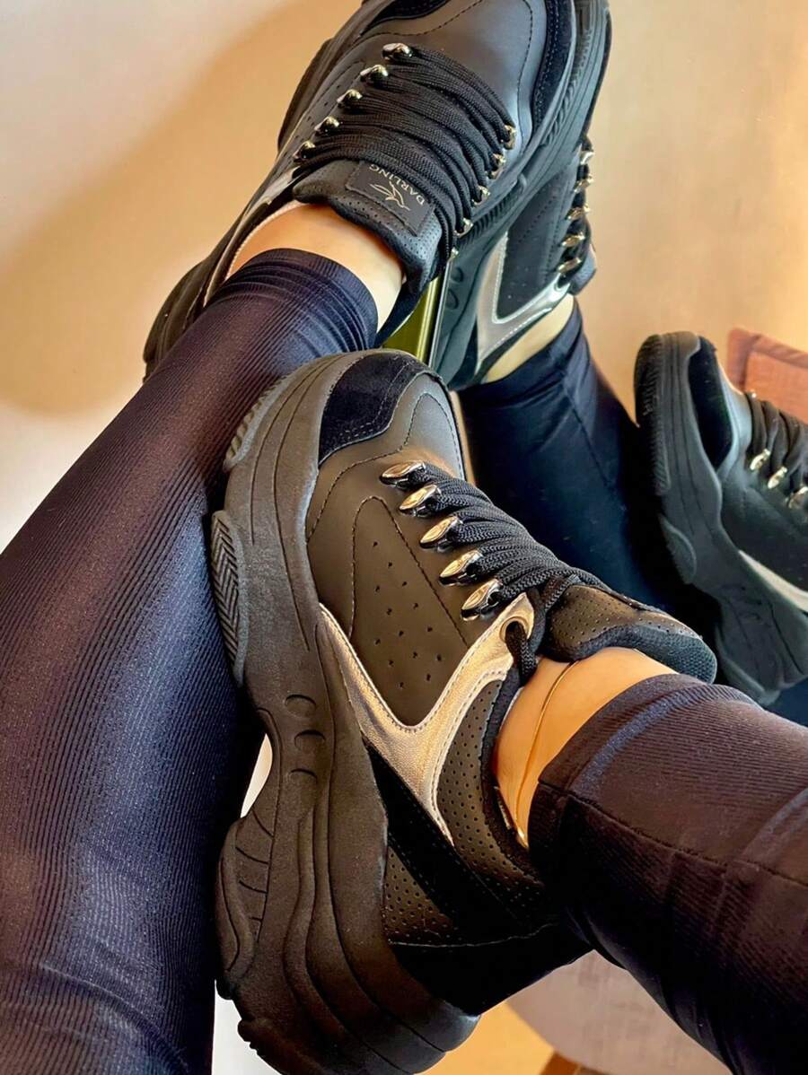 Tênis Feminino Chunky Sneakers Metalizado