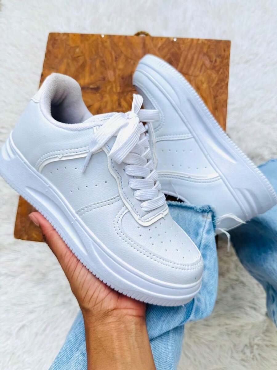 Tenis Branco Feminino e Masculino Casual Para o dia a dia Moderno Confortavél