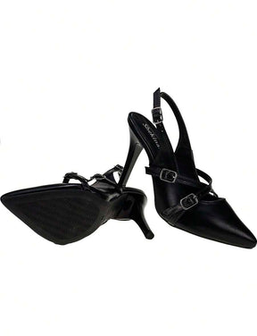 Shekinah Sapato Scarpin Feminino Salto Agulha Stiletto Slingback Shekinah Tiras Fivela Sapato Noiva Branco Casamento, Scarpin Salto Baixo