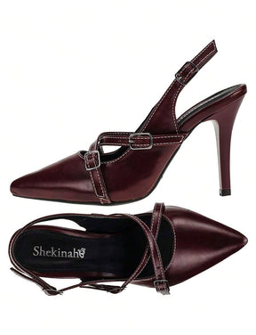 Scarpin Shekinah Marsala Slingback Salto Fino Elegante