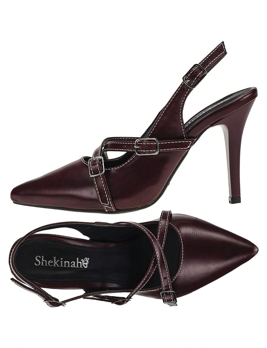 Scarpin Shekinah Marsala Slingback Salto Fino Elegante