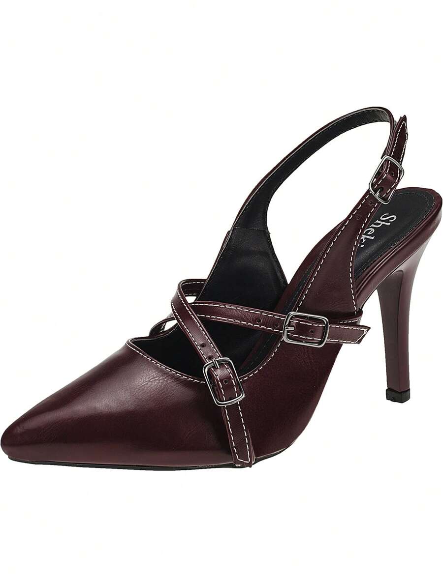 Scarpin Shekinah Marsala Slingback Salto Fino Elegante