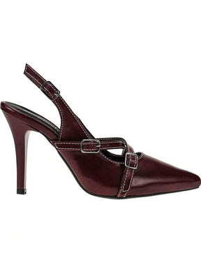 Scarpin Shekinah Marsala Slingback Salto Fino Elegante