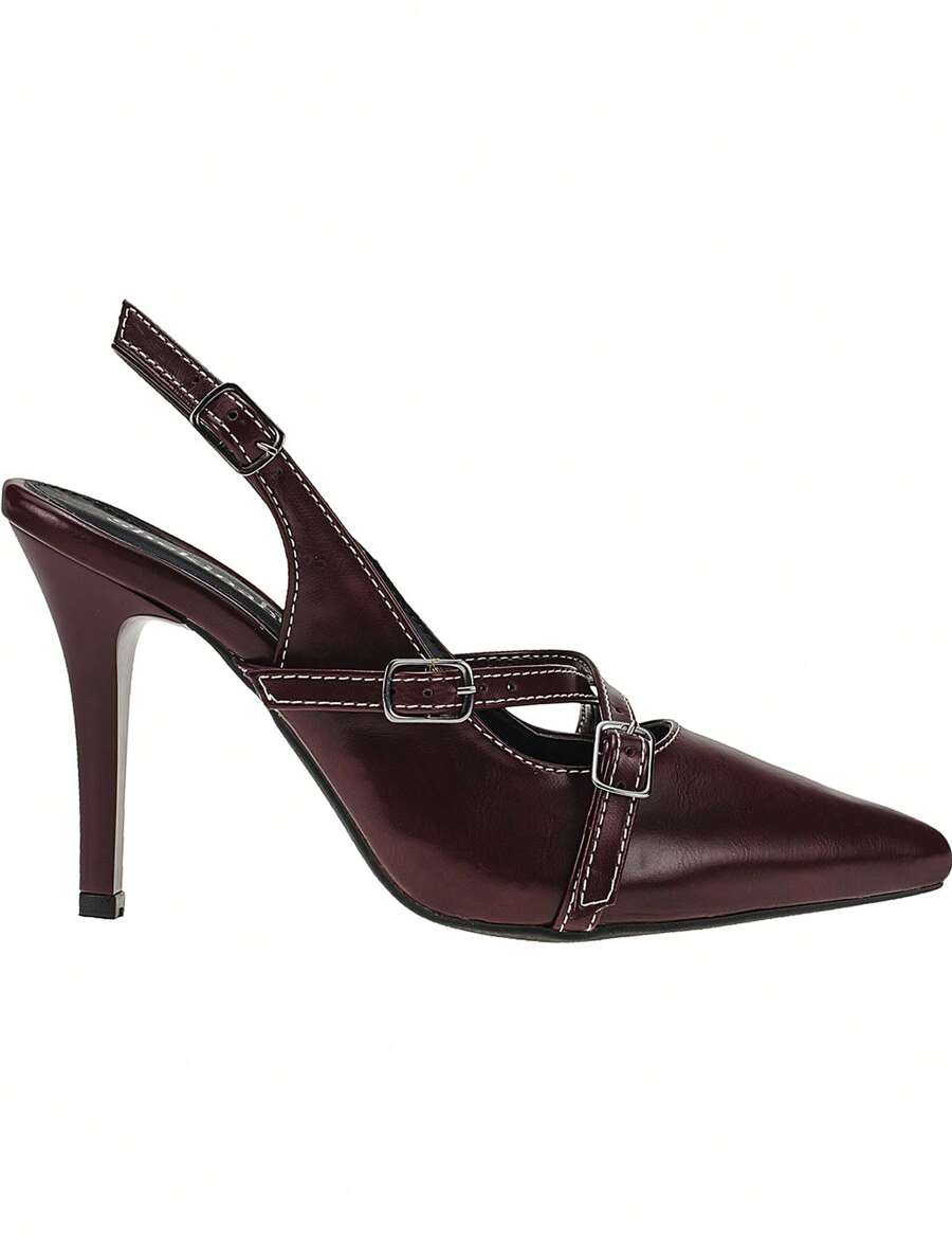 Scarpin Shekinah Marsala Slingback Salto Fino Elegante