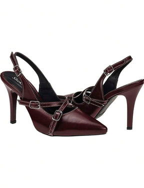Scarpin Shekinah Marsala Slingback Salto Fino Elegante