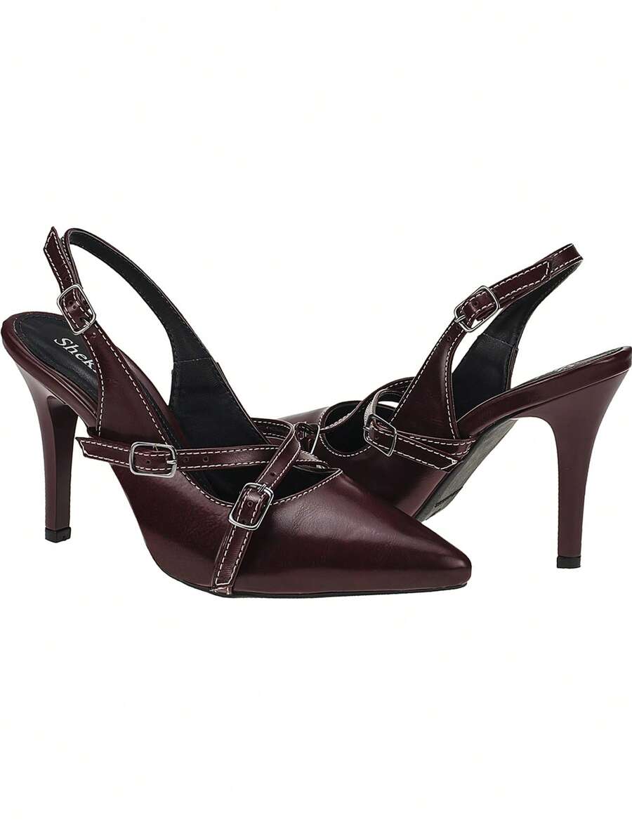 Scarpin Shekinah Marsala Slingback Salto Fino Elegante