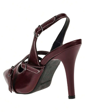 Shekinah Sapato Scarpin Feminino Salto Agulha Stiletto Slingback Shekinah Tiras Fivela Sapato Noiva Branco Casamento, Scarpin Salto Baixo