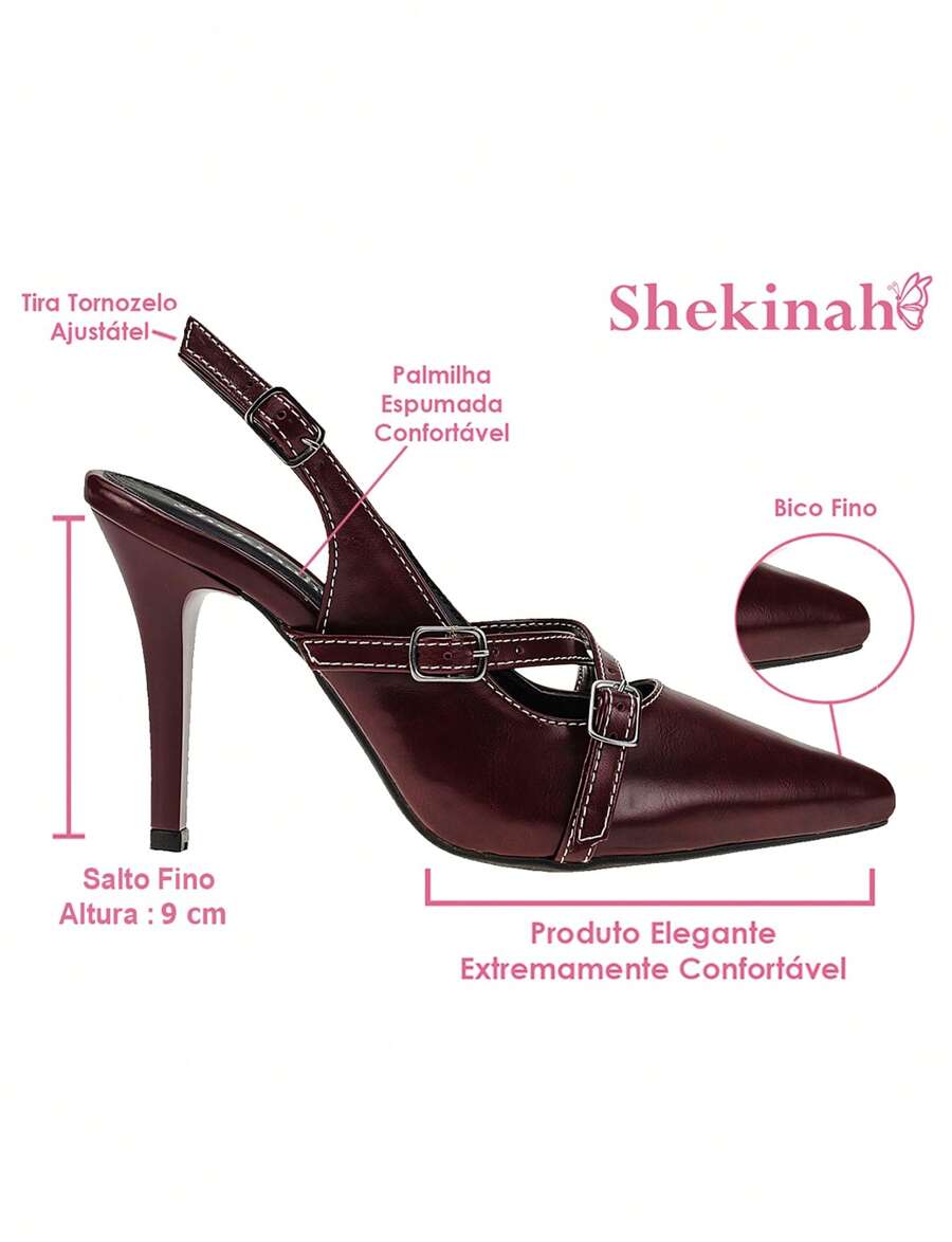 Scarpin Shekinah Marsala Slingback Salto Fino Elegante