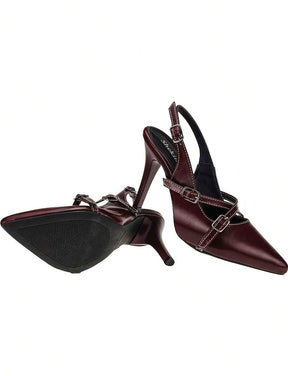 Scarpin Shekinah Marsala Slingback Salto Fino Elegante