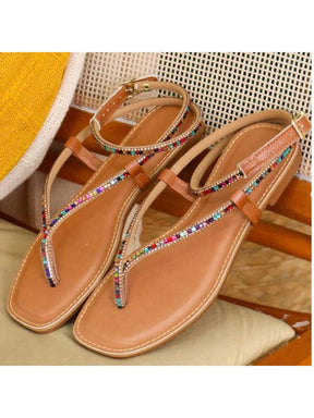 Sandalia Rasteirinha Stras Cor MARAVILHOSA 011    Elegante Festa Sexy Festa  Férias Bohemian Fofo Brilhante Amarrar